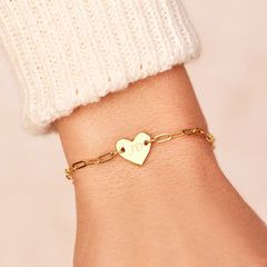 Engravable Heart Paperclip Chain Bracelet