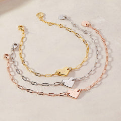 Engravable Heart Paperclip Chain Bracelet