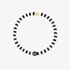 Black and White Alphabet Stretch Bracelet