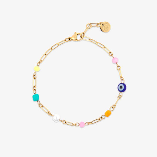 Salina Mixed Bead Paperclip Chain Bracelet