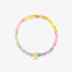 Initial Ombre Stone Bead Stretch Bracelet