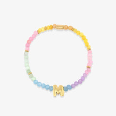 Initial Ombre Stone Bead Stretch Bracelet