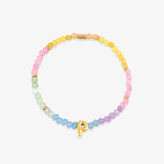 Initial Ombre Stone Bead Stretch Bracelet