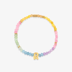 Initial Ombre Stone Bead Stretch Bracelet