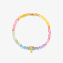 Initial Ombre Stone Bead Stretch Bracelet