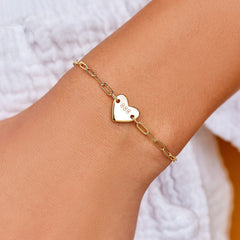 Engravable Heart Paperclip Chain Bracelet