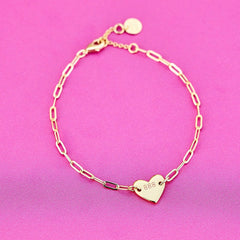 Engravable Heart Paperclip Chain Bracelet