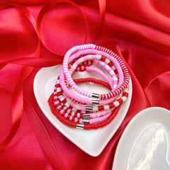 Vacation Vibes Pink Moment Stretch Bracelet Set of 8