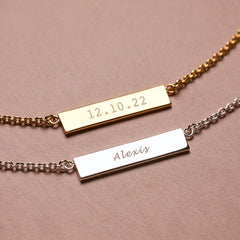 Demi-Fine Engravable Bar Necklace