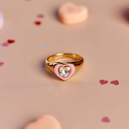 Stone & Enamel Heart Ring
