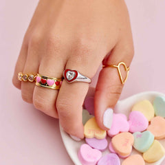 Stone & Enamel Heart Ring