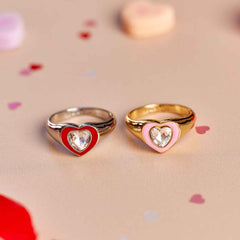 Stone & Enamel Heart Ring