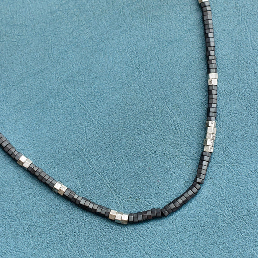 Men's Faceted Pyrite Bead Necklace