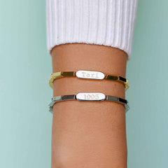 Engravable Rectangle Bead Stretch Bracelet