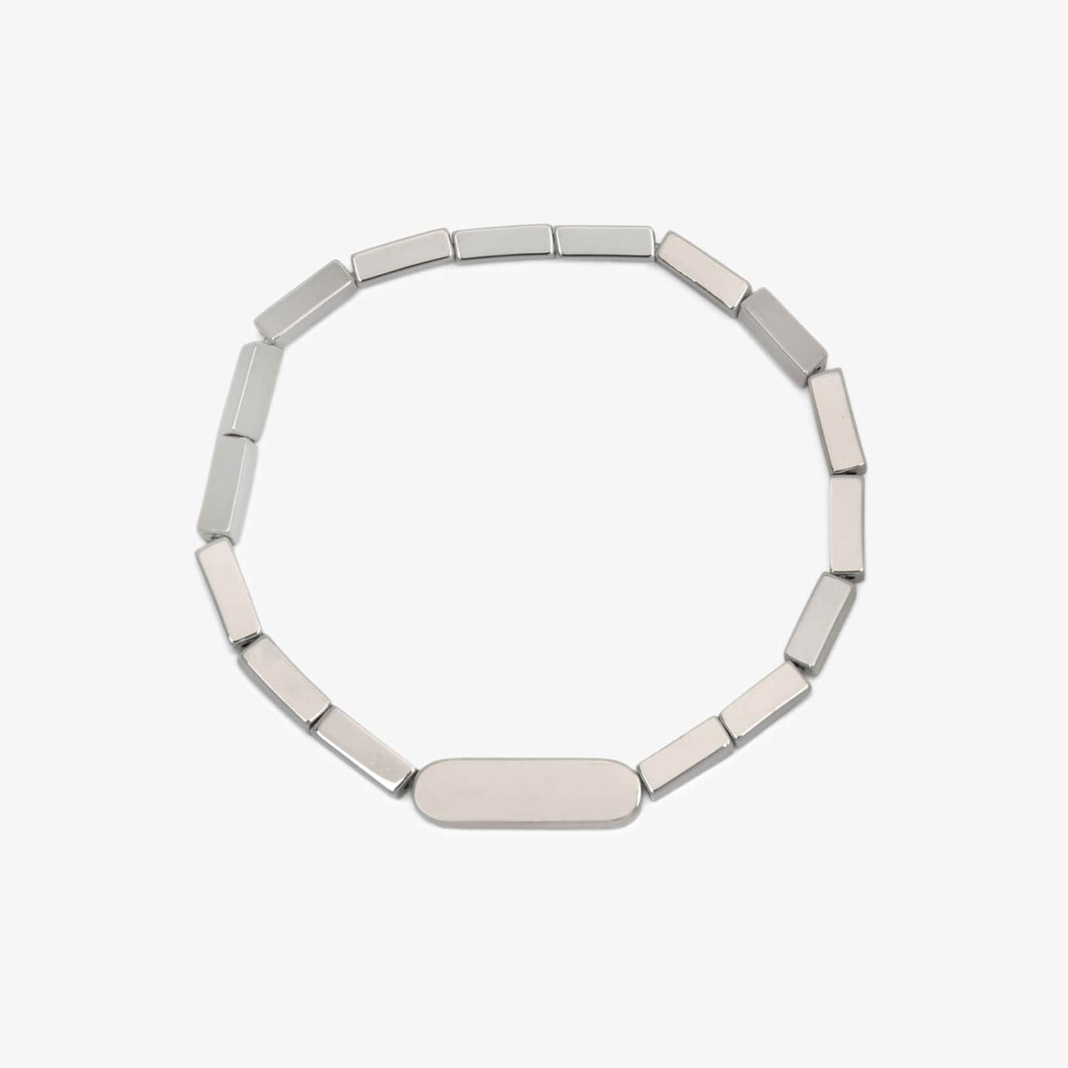 Engravable Rectangle Bead Stretch Bracelet