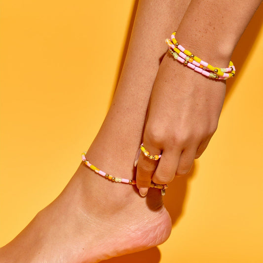 Sarita Mixed Seed Bead Stretch Anklet