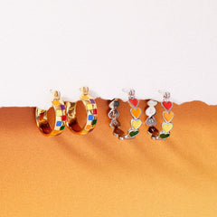 Love Enamel Heart Hoop Earrings