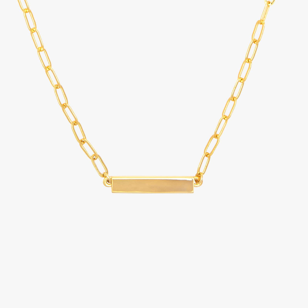 Engravable Paperclip Chain Bar Necklace
