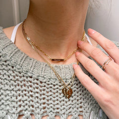 Engravable Paperclip Chain Bar Necklace