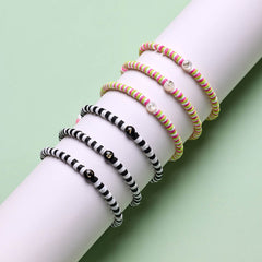 Black and White Alphabet Stretch Bracelet