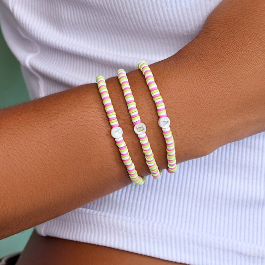 Raspberry Alphabet Stretch Bracelet