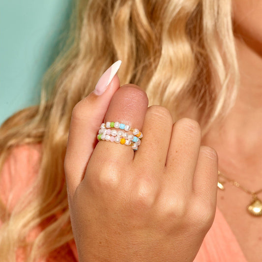 Pippa Pearl Stretch Ring 3 Pack