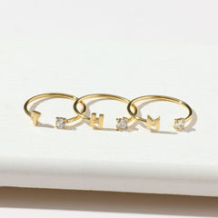 Initial Stone Open Ring